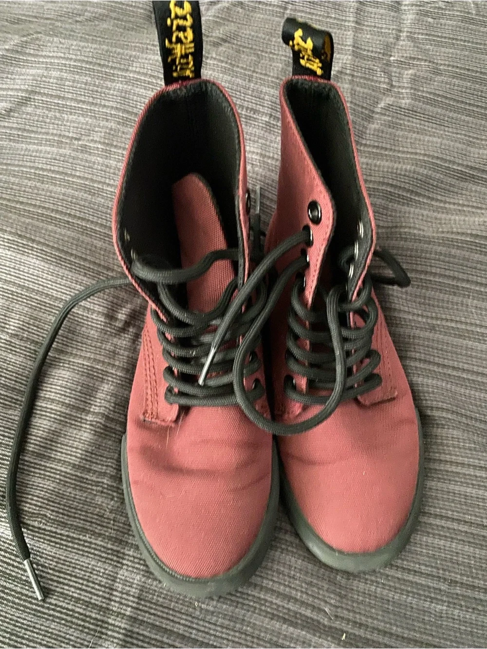 Dr. Marten Burgundy Canvas Lace-Up Boots